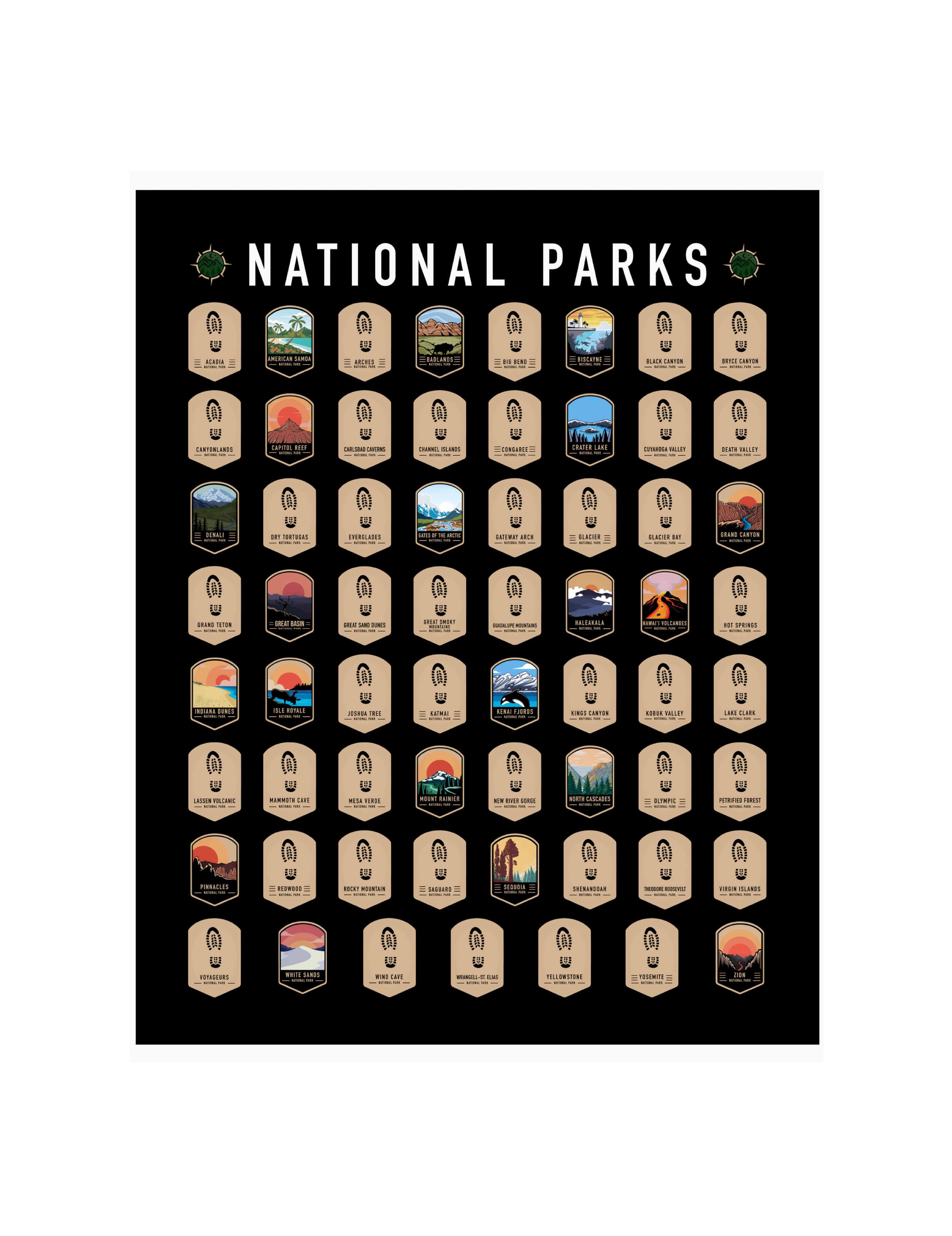 National Park Scratch Off Poster - National Park Checklist